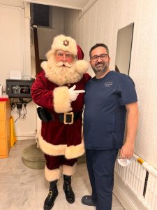 Santa with Dr Serban at Spring Dental Practice in Hull